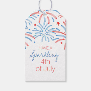 Étiquettes-cadeau Feux d'aquarelle 4 juillet Fête Sparkler