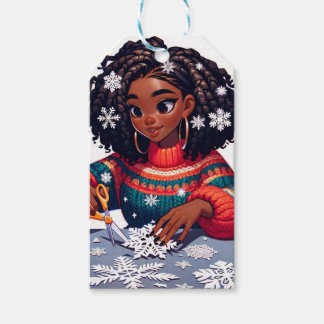 Étiquettes-cadeau Feux de neige de vacances - Black People Design de