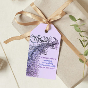 Étiquettes-cadeau Fierté de lavande et préjugé Bird Joyeux anniversa