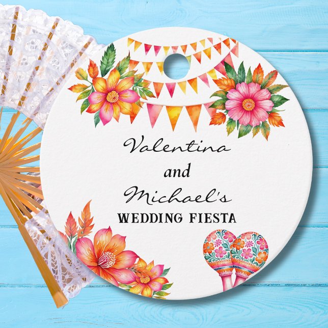 Étiquettes Cadeau Fiesta Florale rose Mariage mexicain Merci (Créateur téléchargé)