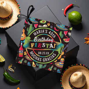 Étiquettes Cadeau Fiesta mexicaine Toute occasion Motif Black ID1114