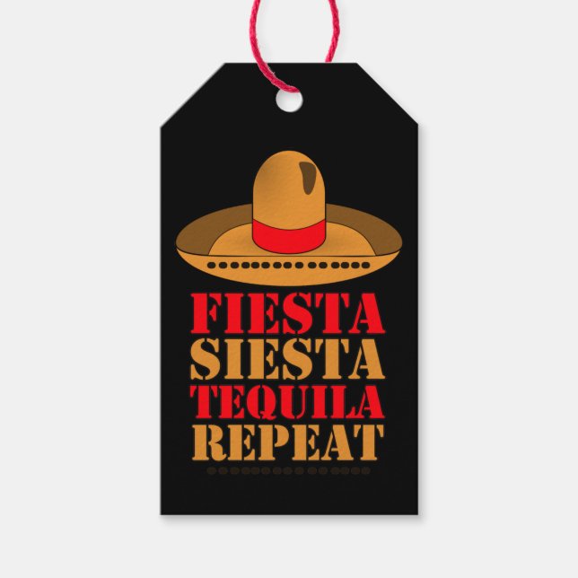 Étiquettes-cadeau Fiesta Siesta Tequila Repeat (Devant)