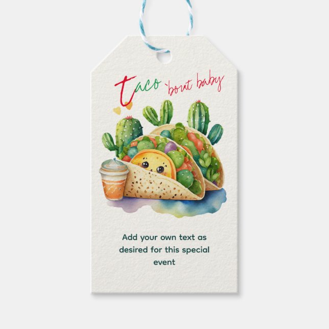 Étiquettes-cadeau Fiesta Taco à propos de Baby shower mignon Amusant (Devant)