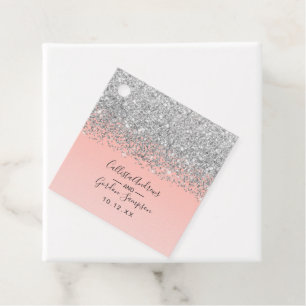 Étiquettes Cadeau Fille Chic Argent Confetti Pink Gradient Ombre