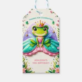 Étiquettes-cadeau Fille Conte Fée Grenouille Princesse Anniversaire