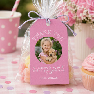 Étiquettes-cadeau Fille d'anniversaire Merci Photo Rose
