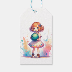 Étiquettes-cadeau Fille de fête de bowling Anime Anniversaire  