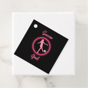 Étiquettes Cadeau Fille de football Glow rose