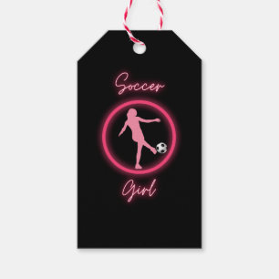 Étiquettes-cadeau Fille de football Glow rose