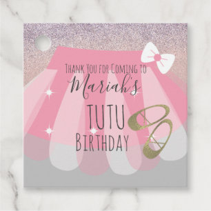 Étiquettes Cadeau Fille de Tutu Fête d'anniversaire Rose Merci