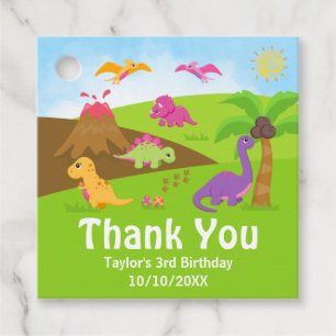 Étiquettes Cadeau Fille Dinosaures Anniversaire Merci Fête Favoriser