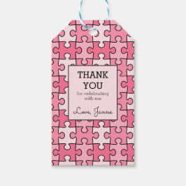 Étiquettes-cadeau Fille Doux rose Puzzle noir Anniversaire
