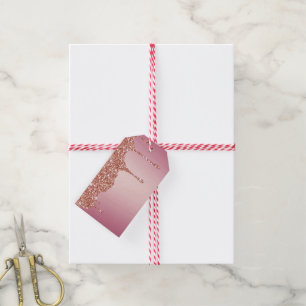Étiquettes-cadeau Fille fondue Étincelles rose