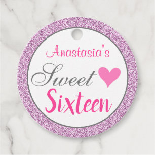Étiquettes Cadeau Fille Glam rose Lilac violet Parties scintillant S