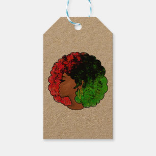 Étiquettes-cadeau Fille noire panafricaine femme rouge vert fierté a