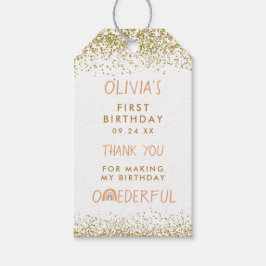 Étiquettes-cadeau Fille Onederful Arc-en-Ciel 1er Anniversaire Merci