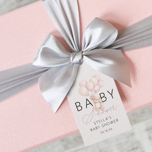 Étiquettes-cadeau Fille ours en peluche ballons Baby Shower
