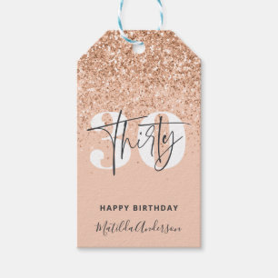 Étiquettes-cadeau Fille parties scintillant scintillante moderne 30e