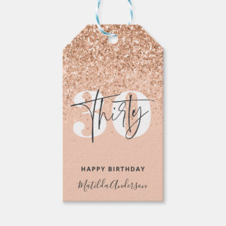 Étiquettes-cadeau Fille parties scintillant scintille moderne 30e an