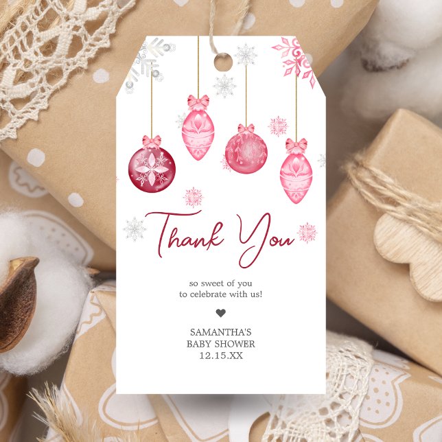 Étiquettes-cadeau Fille Père Noël Baby shower de Noël bébé Favoriser (Santa Baby Christmas Baby Shower Favor Tags)