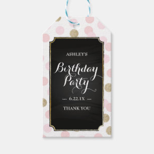 Étiquettes-cadeau Fille Pink Polka Dot Anniversaire