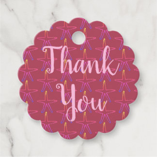 Étiquettes Cadeau Fille Poisson-étoile rose Merci d'anniversaire