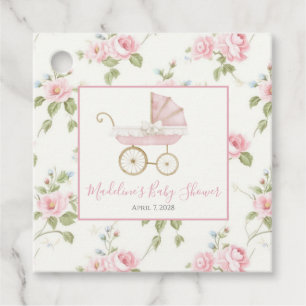 Étiquettes Cadeau Fille Porte Rose Floral & En vichy