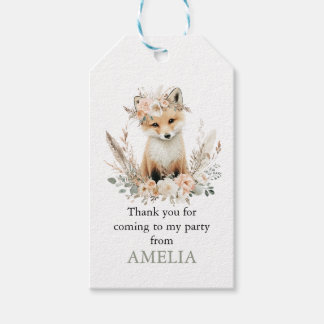 Étiquettes-cadeau Fille renard Boho 1er anniversaire Tout âge Cadea