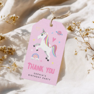 Étiquettes-cadeau Fille rose arc-en-ciel Unicorn Anniversaire de enf