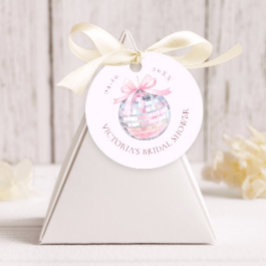 Étiquettes Cadeau Fille Rose Disco Ball Élégante Fête des mariées ro