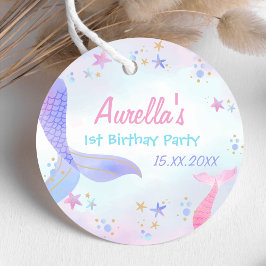 Étiquettes Cadeau Fille Sirène 1ère fête d'anniversaire