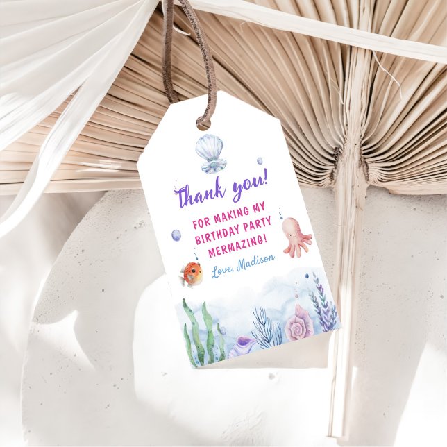 Étiquettes-cadeau Fille Sirène 1ère fête d'anniversaire (Créateur téléchargé)
