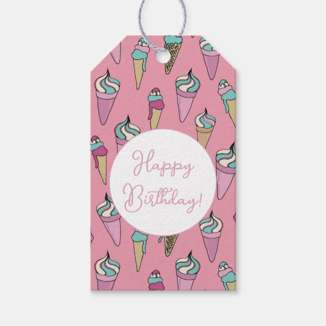 Étiquettes-cadeau Filles à la crème glacée Anniversaire (Devant)