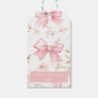 Étiquettes-cadeau Filles à motif de nœud rose mignon 