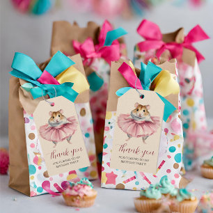 Étiquettes-cadeau Filles de hamster ballerine Anniversaire Merci