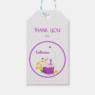 Étiquettes-cadeau Filles délicates Gâteau cupcake Wildflower 1er Ann