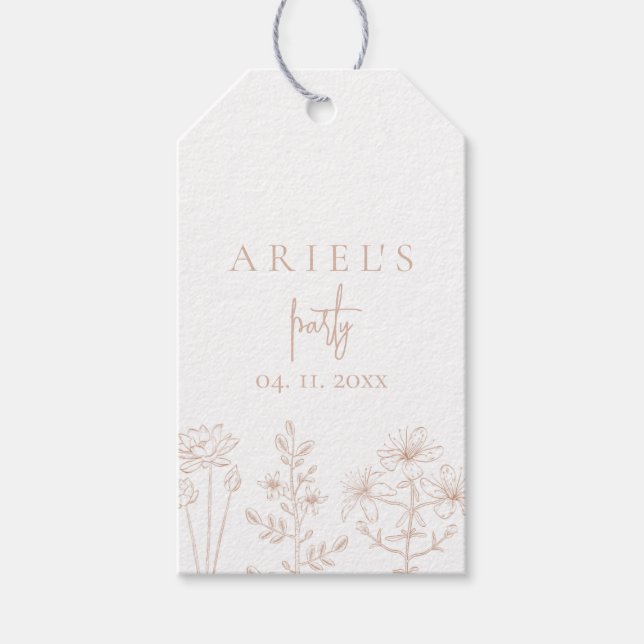 Étiquettes-cadeau Filles fête d'anniversaire floral élégant simple (Devant)