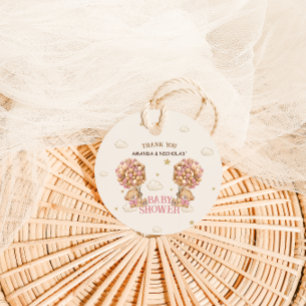 Étiquettes Cadeau Filles Jumelles Ours Rose Remerciement pour Baby S