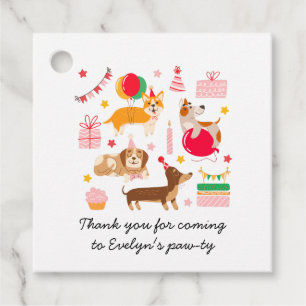 Étiquettes Cadeau Fille's Let's Pawty mignon Chiens Anniversaire Fav