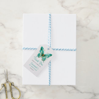 Étiquettes-cadeau Filles mignonnes papillon vert Turquoise 1er anniv