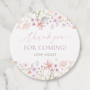 Étiquettes Cadeau Filles papillons fleurs sauvages 1er anniversaire