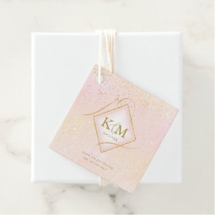 Étiquettes Cadeau Fine Lines Gold Abstrait Mariage V2 Blush ID867