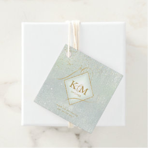 Étiquettes Cadeau Fine Lines Gold Abstrait Mariage V2 Sage ID867
