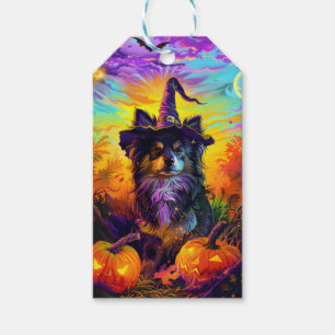 Étiquettes-cadeau Finlandais Lapphund Chien Halloween sorcière et Ci