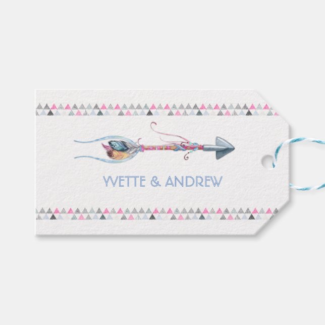 Étiquettes-cadeau Fioles Tribal Aquarelle Arrow (Devant (Horizontal))