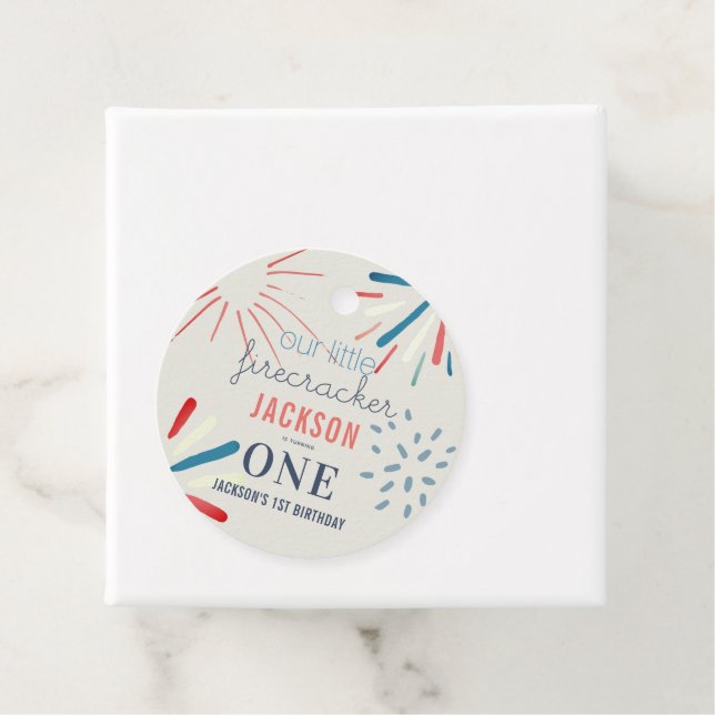 Étiquettes Cadeau Firecracker 4 juillet Fireworks Anniversaire (En situation)