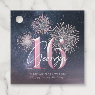 Étiquettes Cadeau Fireworks Sweet 16 Midnight Blush ID984