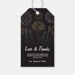 Étiquettes-cadeau Fireworks Thème Black Gold Mariage Merci Tags
