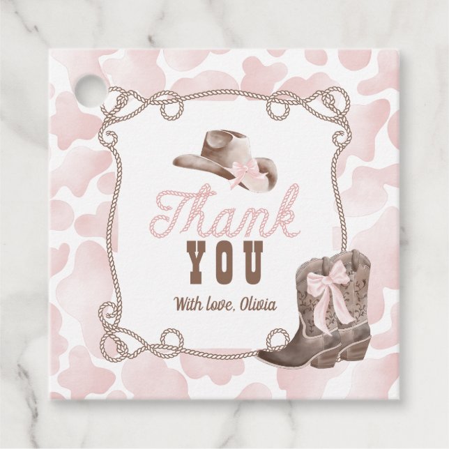 Étiquettes Cadeau First Rodeo 1st Birthday Dusty Pink (Devant)