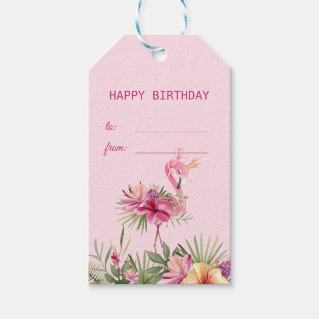 Étiquettes-cadeau Flamant rose agréable (Devant)